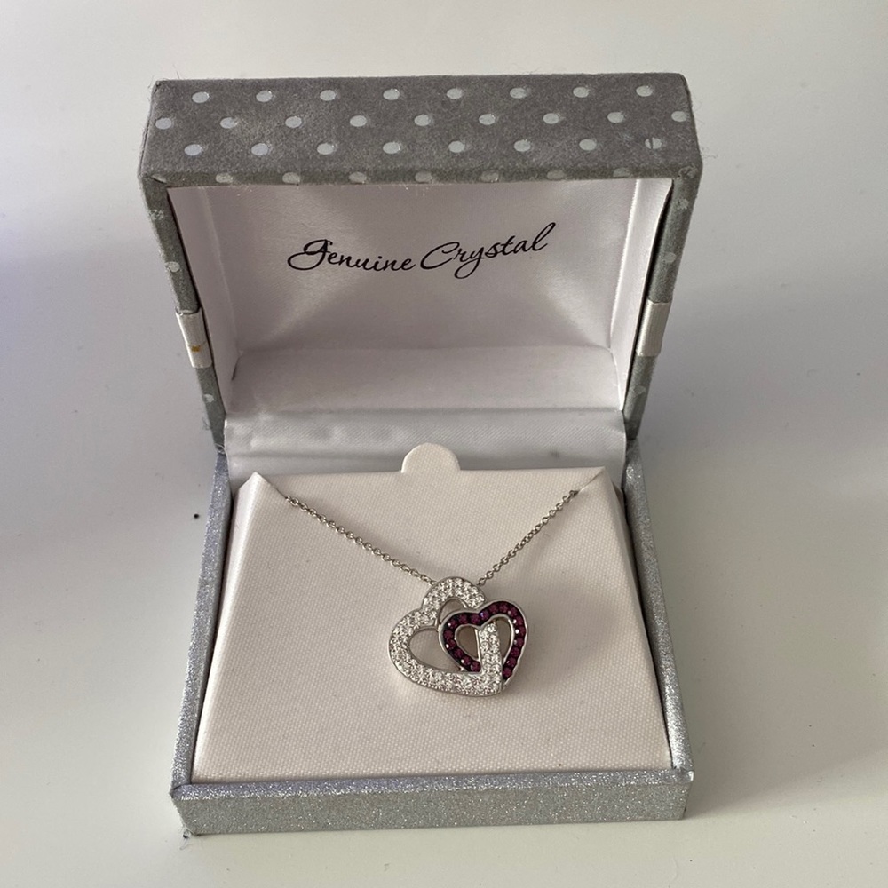 Silver plated crystal heart pendant Necklace